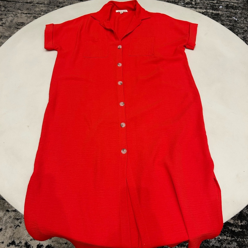 Red Button-Up Women's Dress